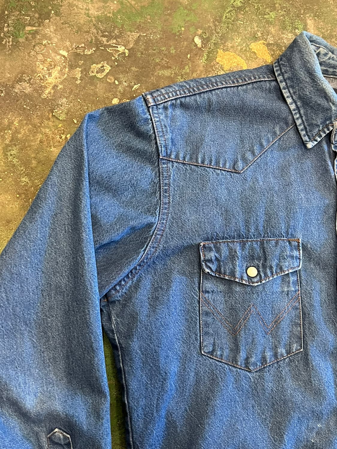[M] 랭글러 Wrangler 인디고 데님 웨스턴 스냅 셔츠 상품이미지3