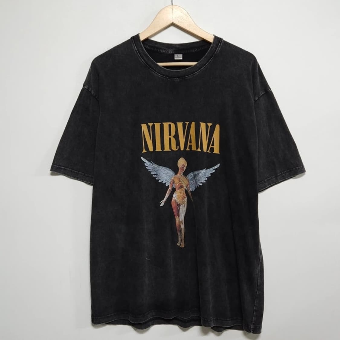 Free NIRVANA 너바나 반팔티 인유테로 가먼트다이 차콜그레이 상품이미지1