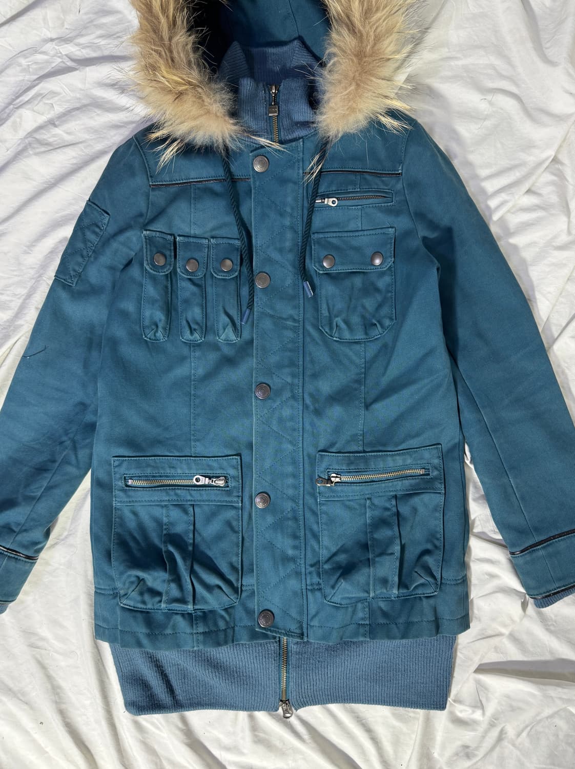 빈티지 퍼 트리밍 멀티포켓 후드 자켓 y2k lgb goa  상품이미지5