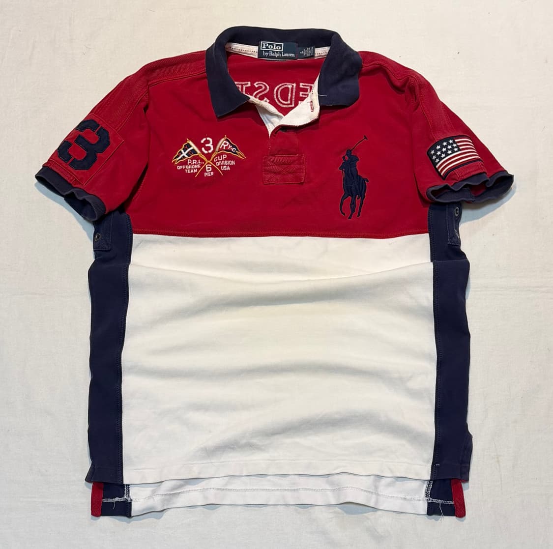 폴로 랄프로렌 빅포니 성조기 USA 카라티 화이트 레드 상품이미지2