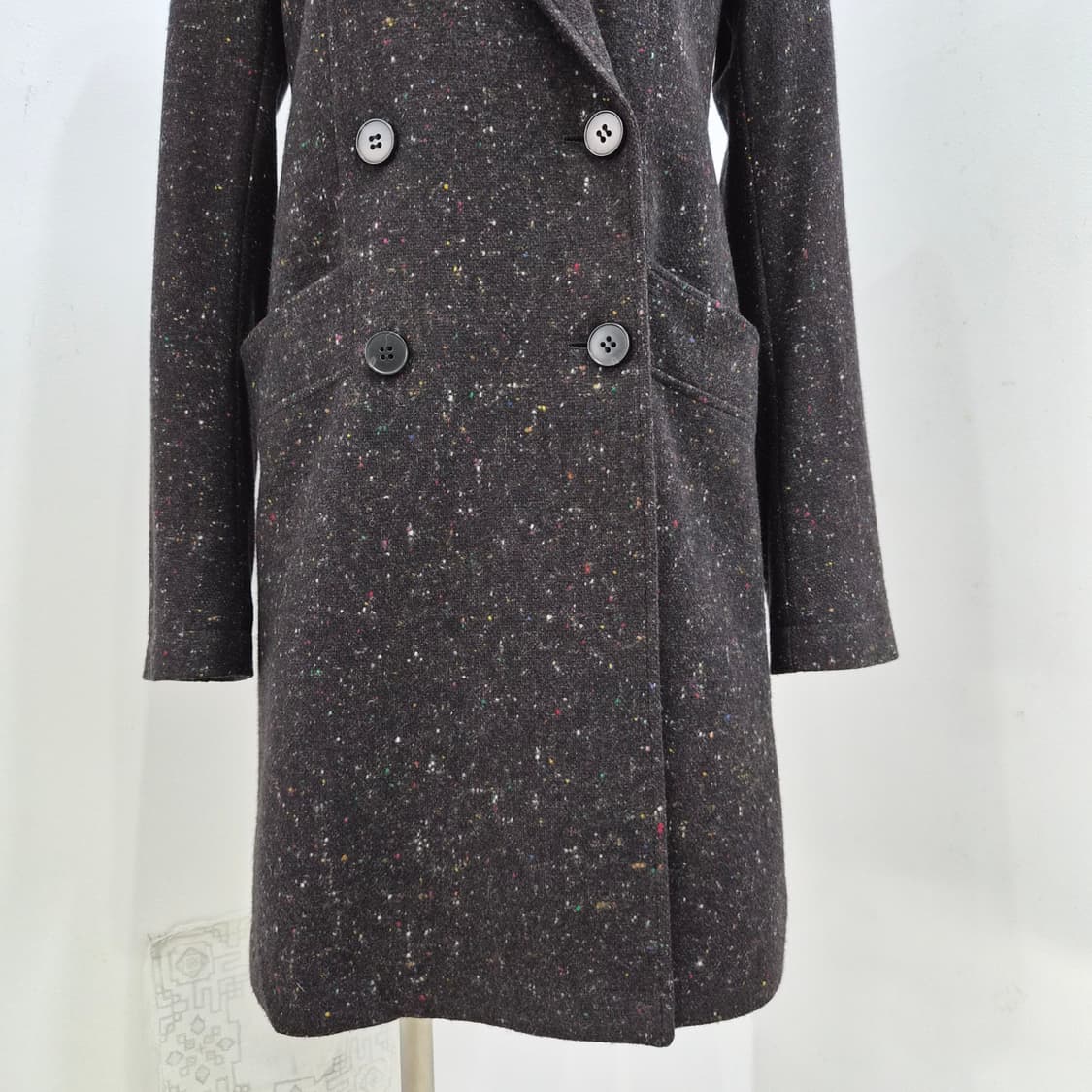 theory 울 실크 캐시미어 혼방 브라운 멀티컬러 더블 코트 상품이미지5