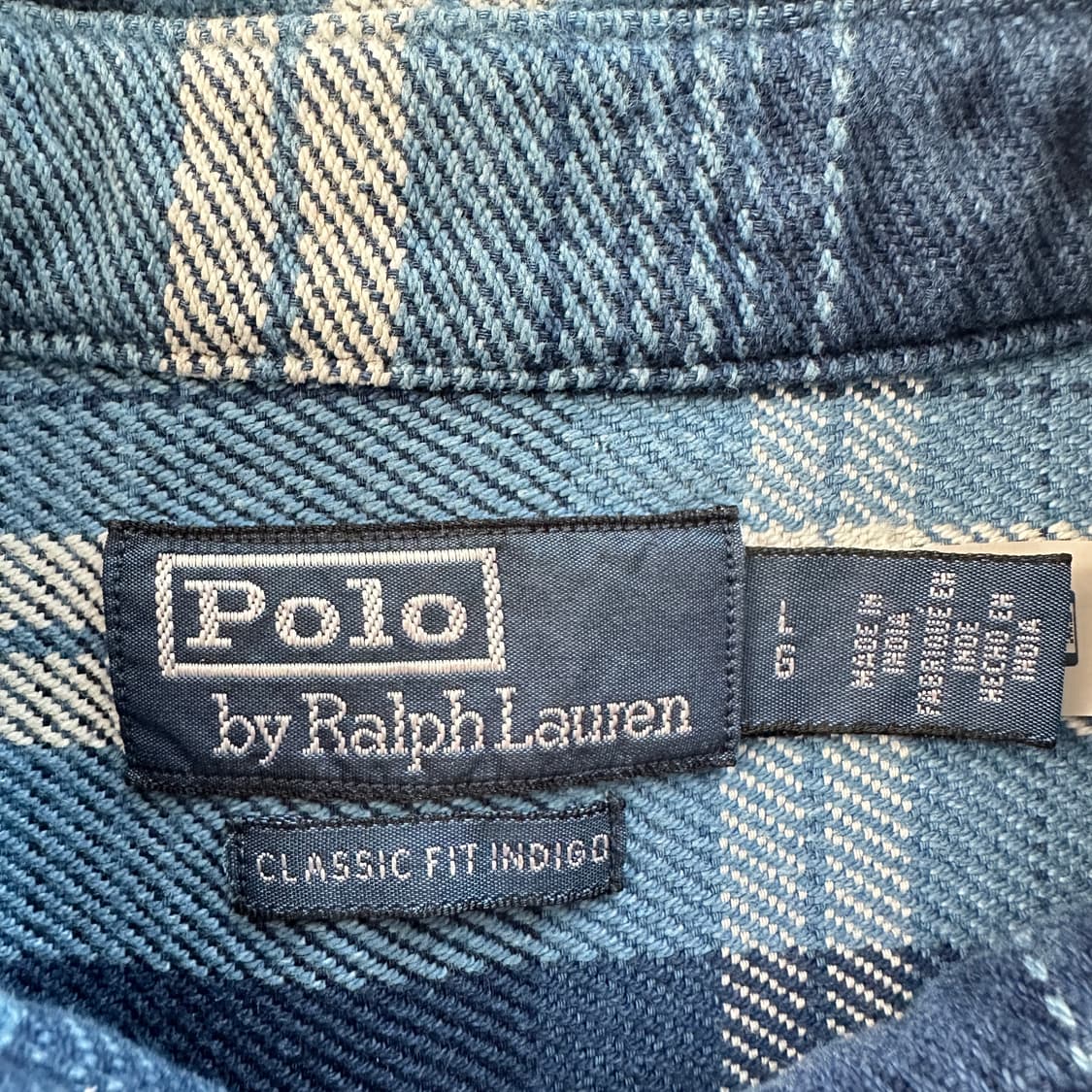 폴로 랄프로렌 플래드 플란넬 인디고 워크 셔츠 L QR인증  상품이미지5