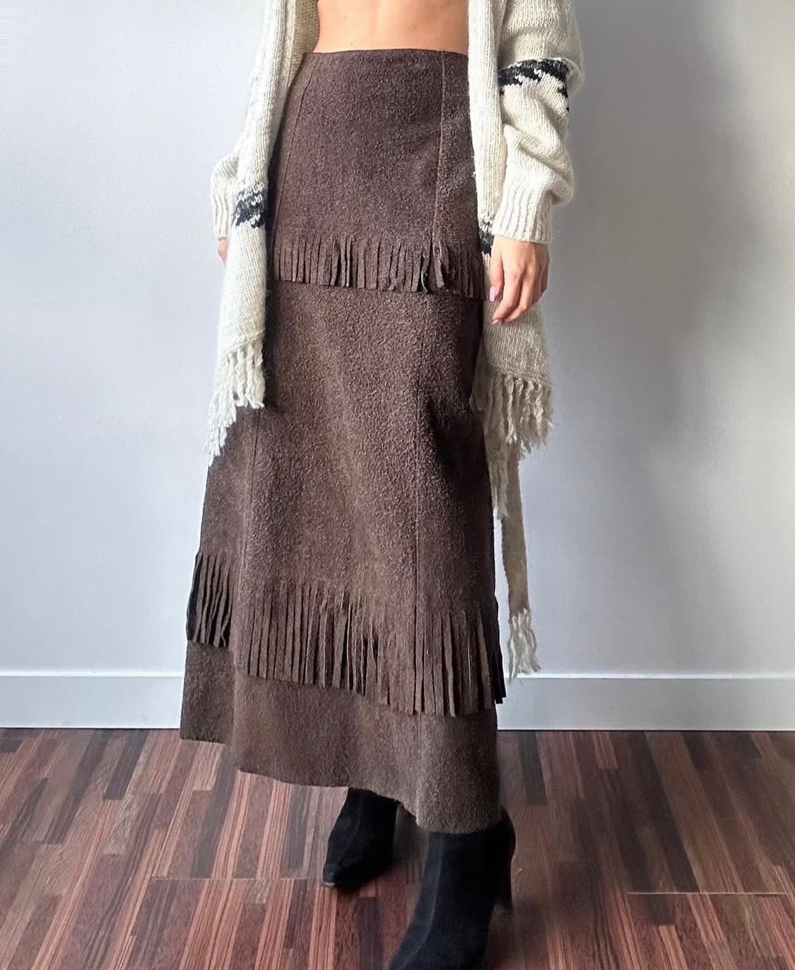 지안프랑코페레 스웨이드 프린지 스커트 상품이미지1