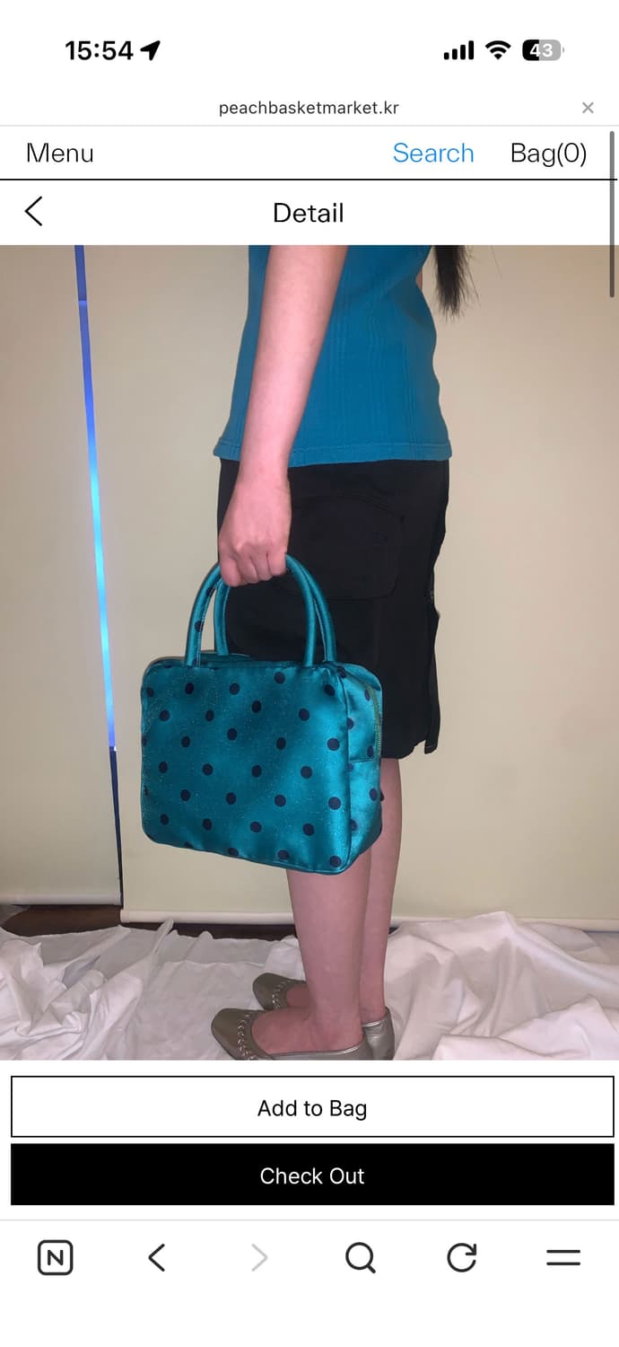 피치바스켓마켓 도트백 그린 상품이미지1