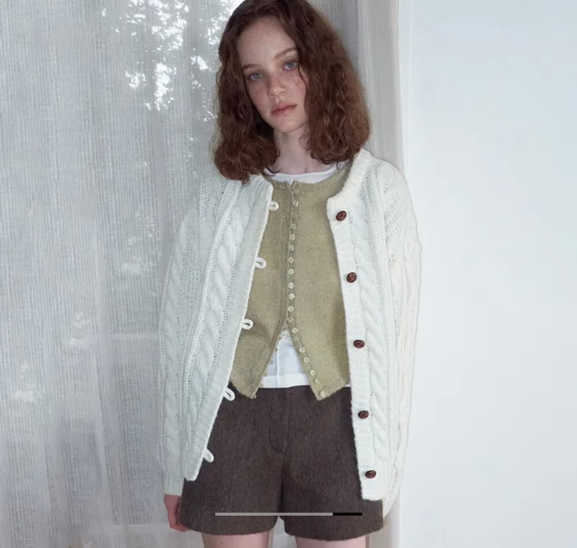 에트몽 부클 라운드 니트 가디건 (라이트그린) 상품이미지5