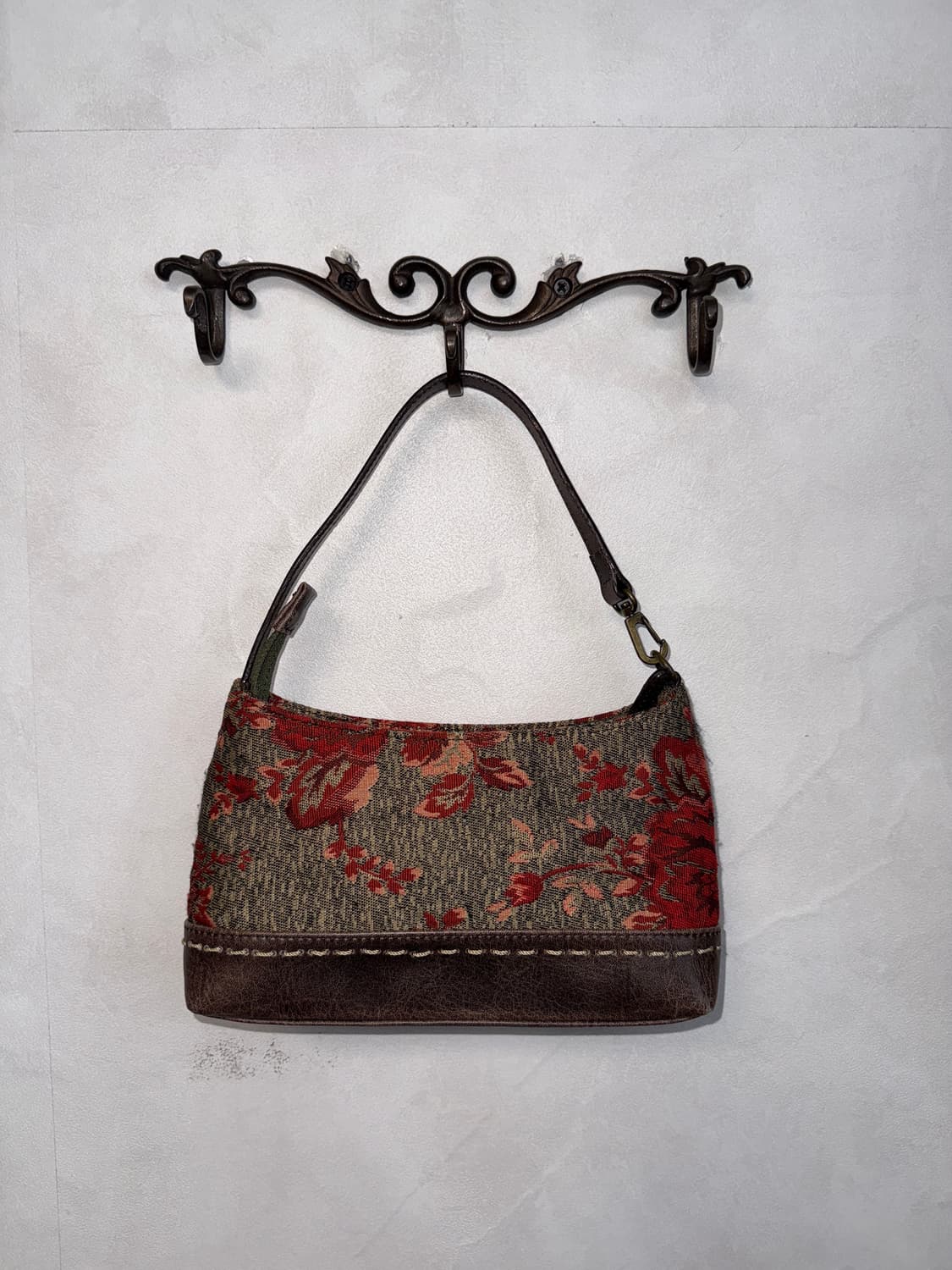 Red brown oriental jacquard flower 숄더백 상품이미지4