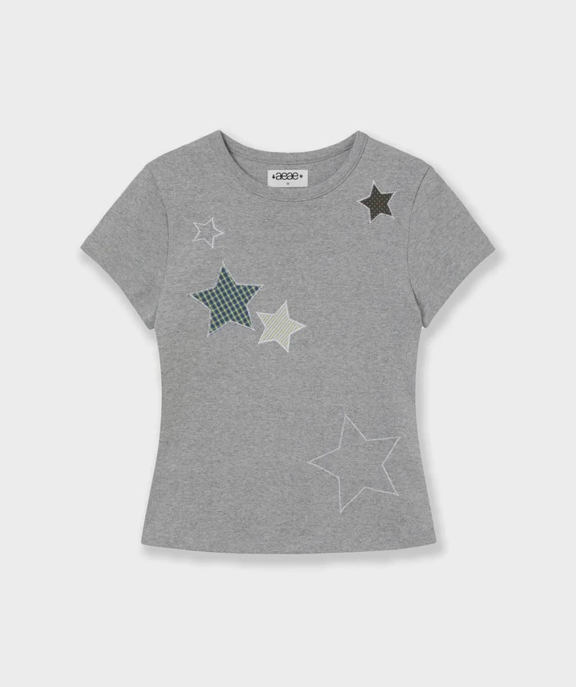 CHECK STAR TEE [MELANGE GREY] 상품이미지1