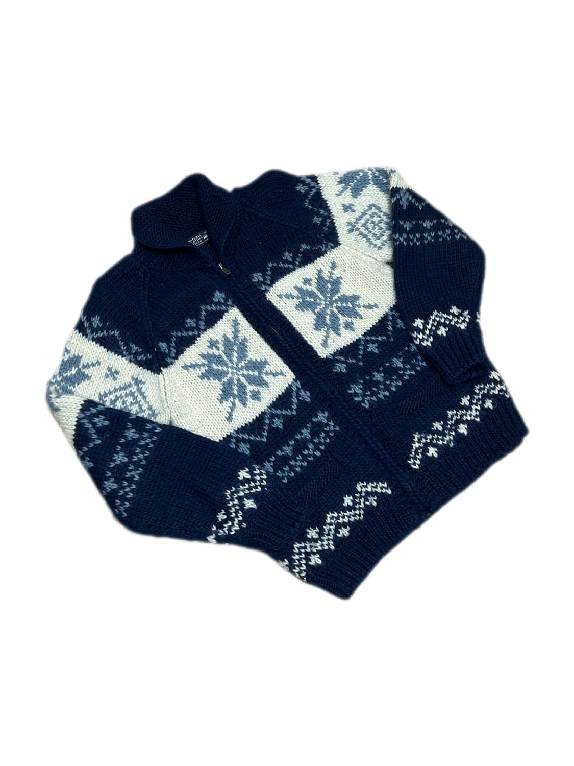 재팬 네이비 아이보리 노르딕 코위찬 헤비 집업 자켓 상품이미지1