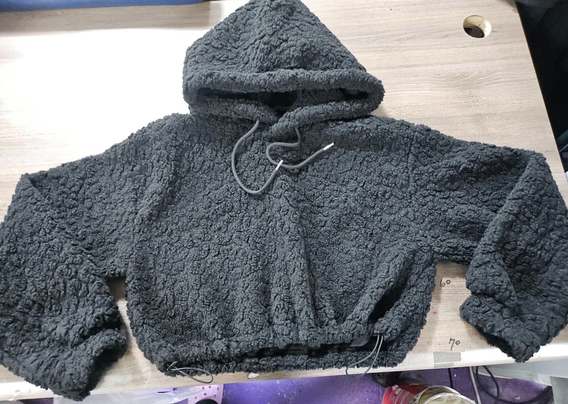 뽀글이 크롭 후드티 블랙 free 상품이미지2