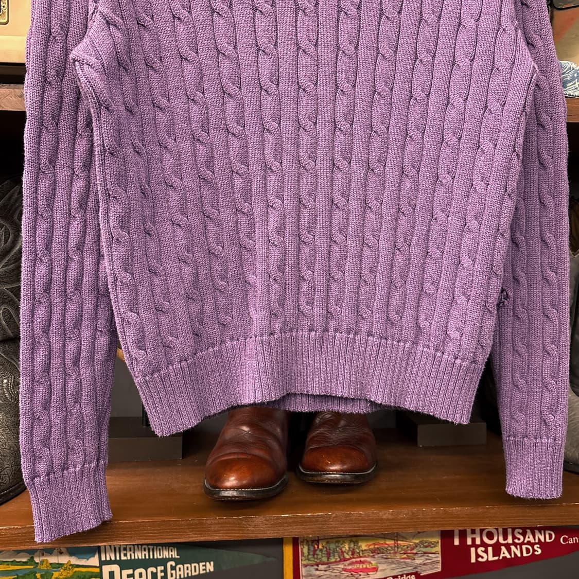 신형라벨 폴로 랄프로렌 크루넥 케이블 코튼니트 스웨터 보카시퍼플 N994 상품이미지4