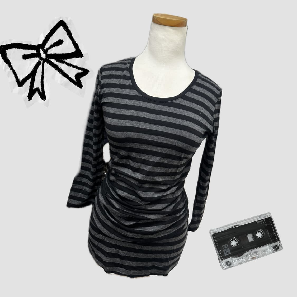 🖤나나깔 사이드 셔링 7부 롱 티셔츠🖤스프라이트 단가라 레이어드 상품이미지2