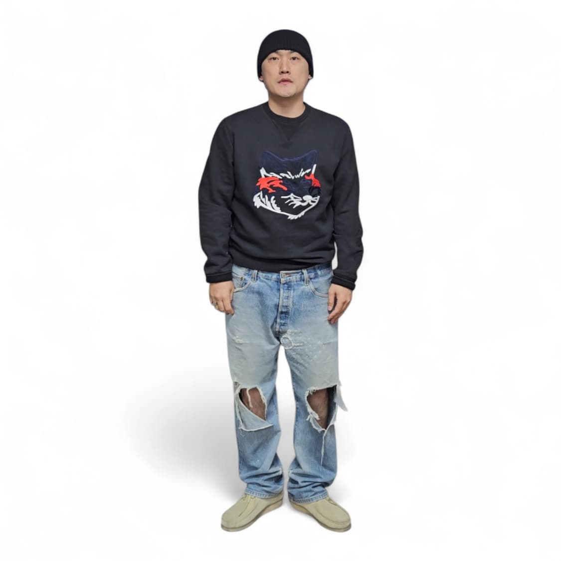 메종키츠네 빅폭스 맨투맨 스웻셔츠 XL  N1319 상품이미지1