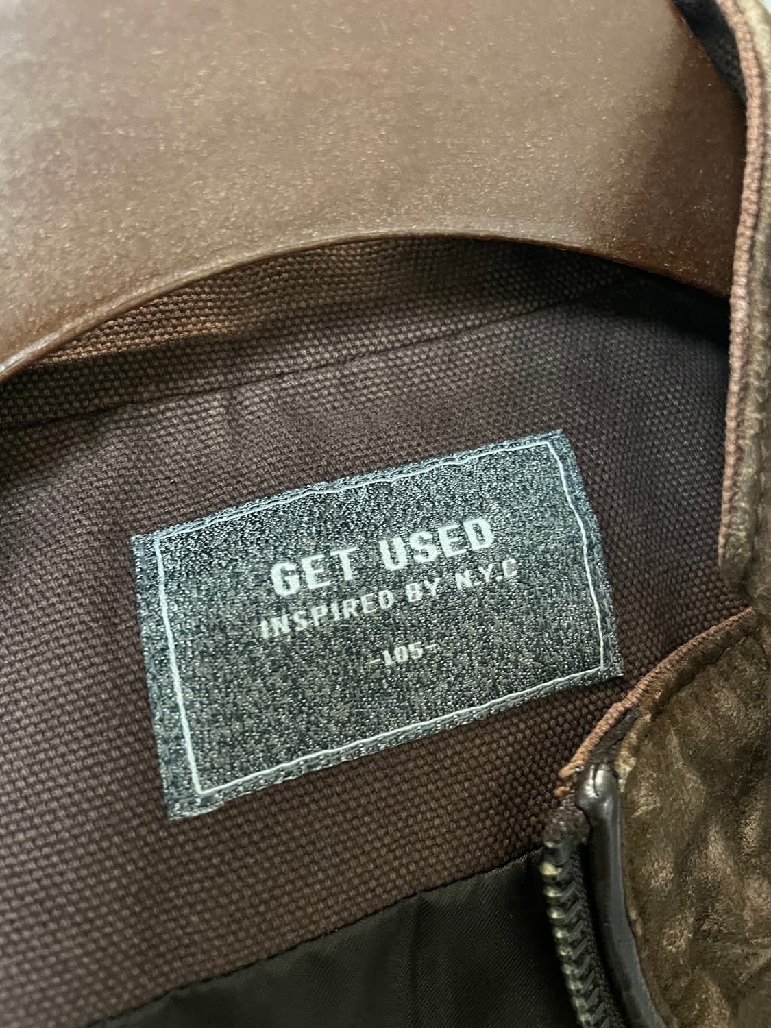 (105) Get used 브라운 배색 가죽 자켓 상품이미지4