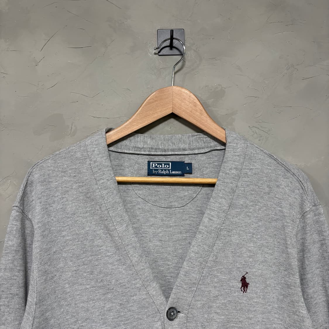 폴로 랄프로렌 니트 가디건 그레이 버건디 상품이미지2