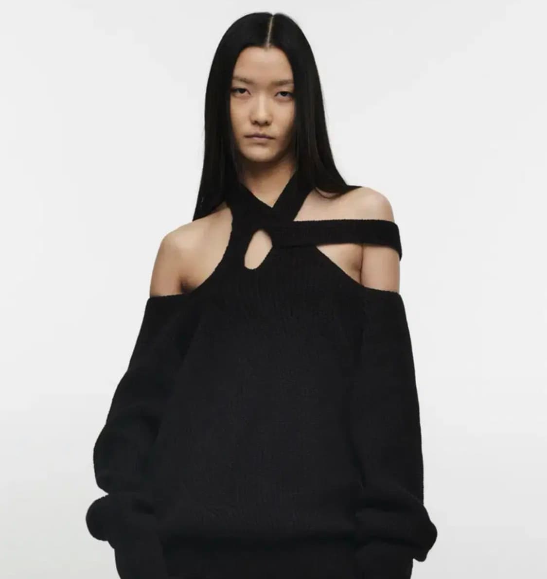 [나체] NACHE HALTER STRAP KNIT BLACK 상품이미지1