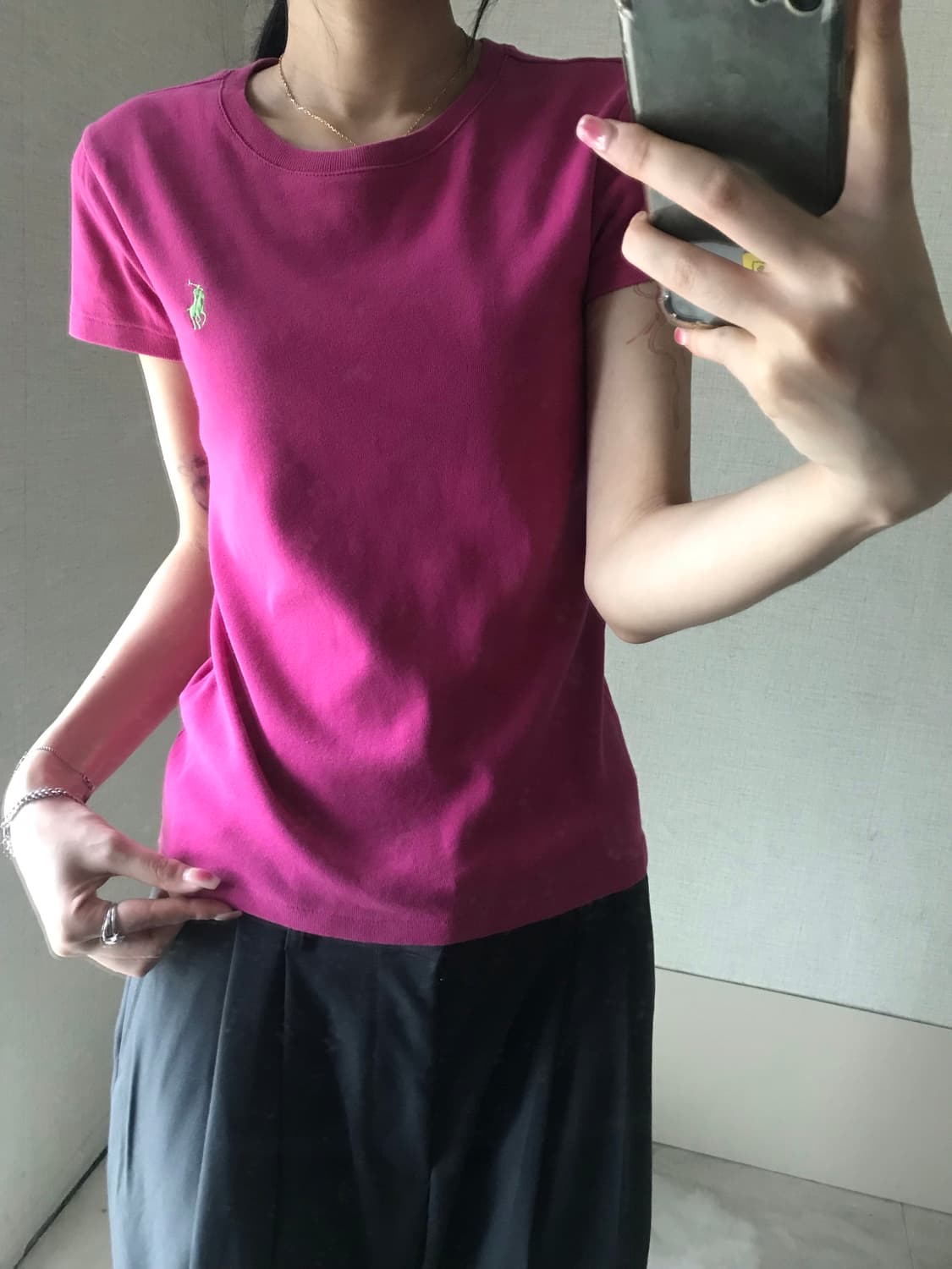 폴로 핑크 슬림핏 반팔티셔츠 상품이미지4