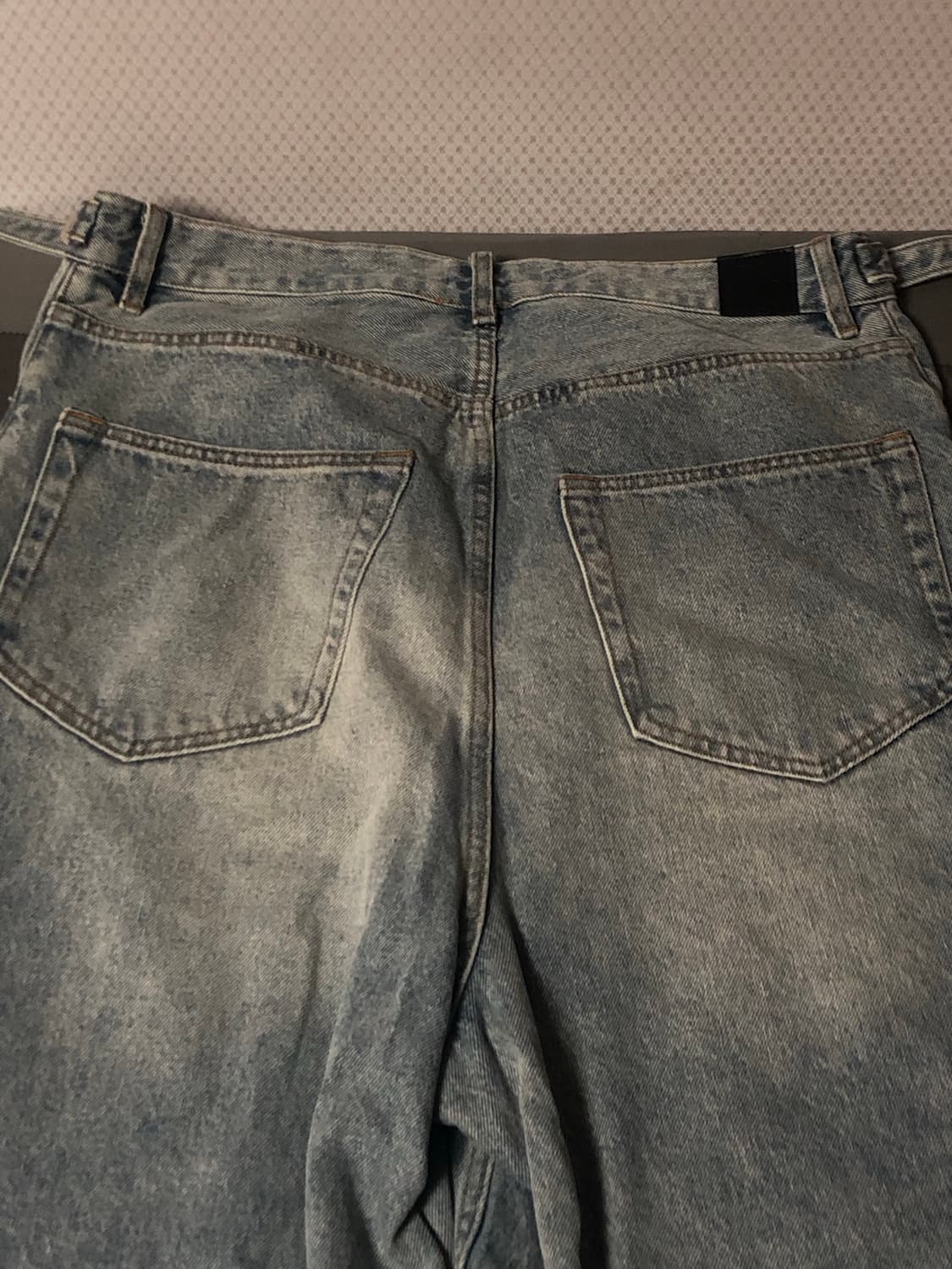 1) 노드 와이드 배기 데님 팬츠 라이트 블루 상품이미지9