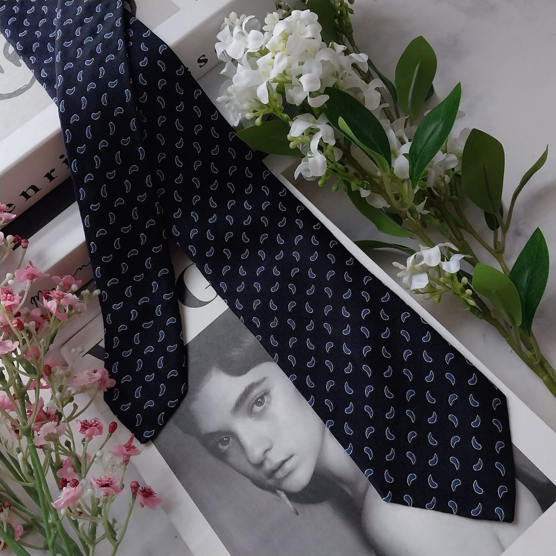 폴로 랄프로렌 실크 네이비 페이즐리 넥타이 7.1cm A+등급 K1675 상품이미지3