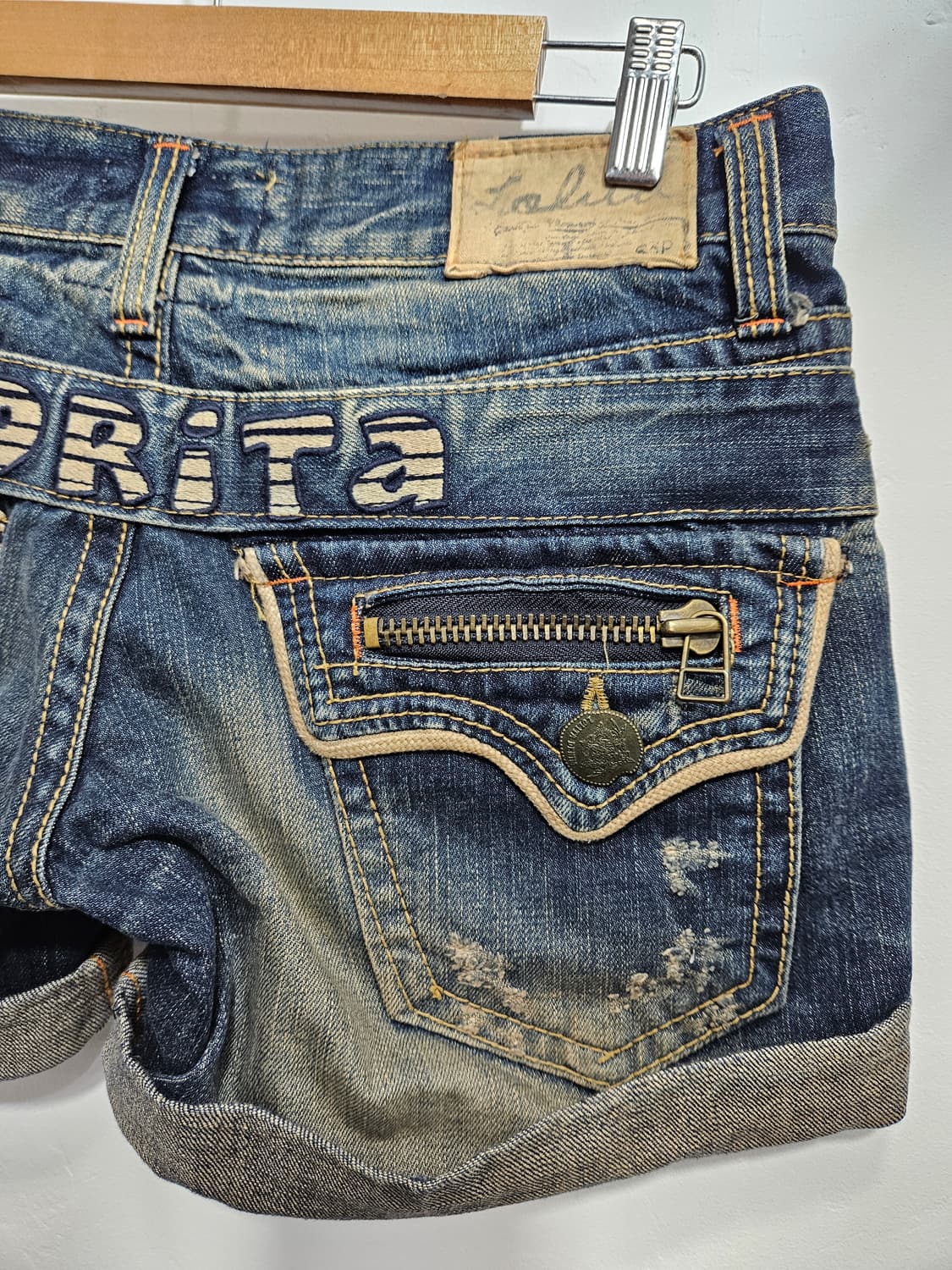 로리타 롤업 디자인 숏데님팬츠 상품이미지9