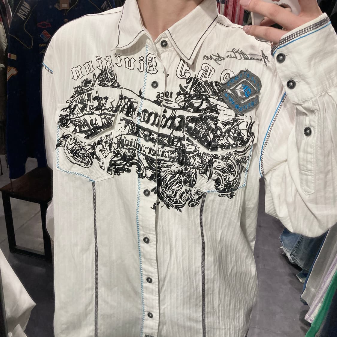 [IM] vtg 웨스턴 프린팅 셔츠 화이트 상품이미지5