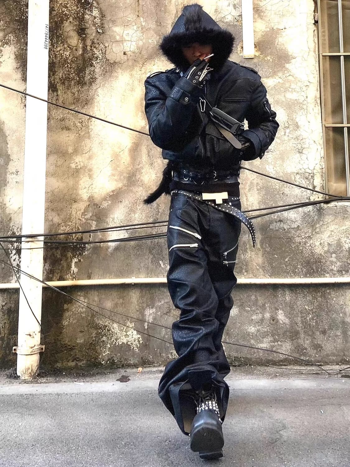 Black leather Detail Flared Pants 레더플레어 상품이미지3