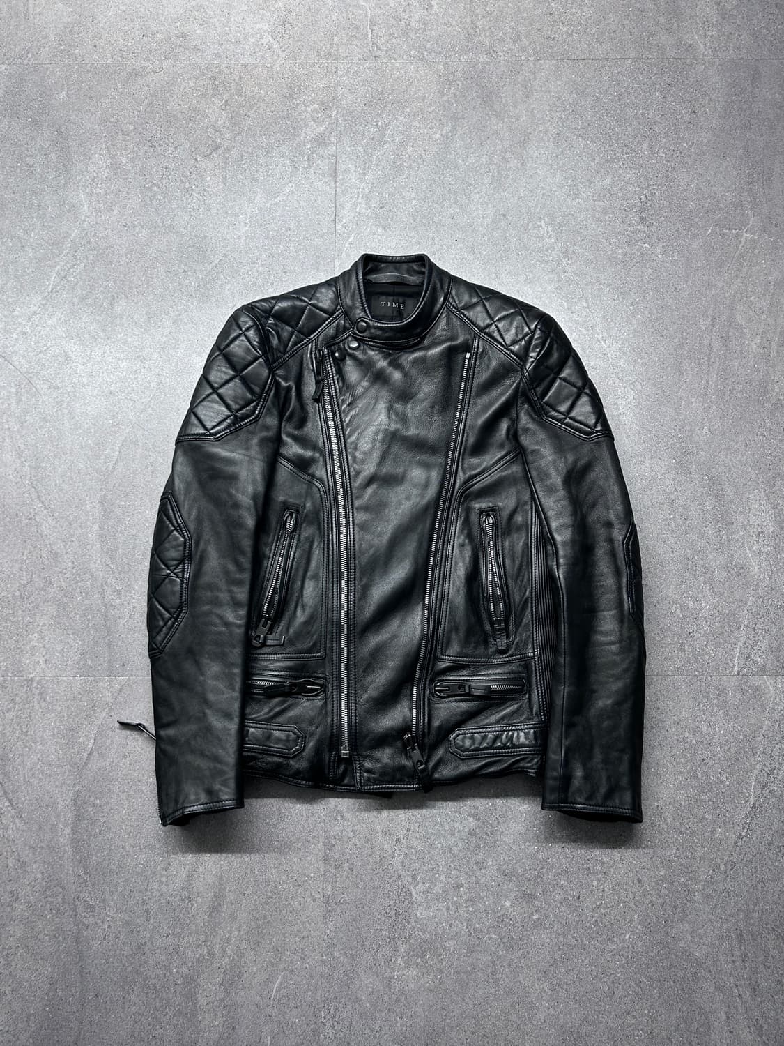 타임 옴므 퀼티드 판넬 사선 램스킨 자켓 상품이미지2