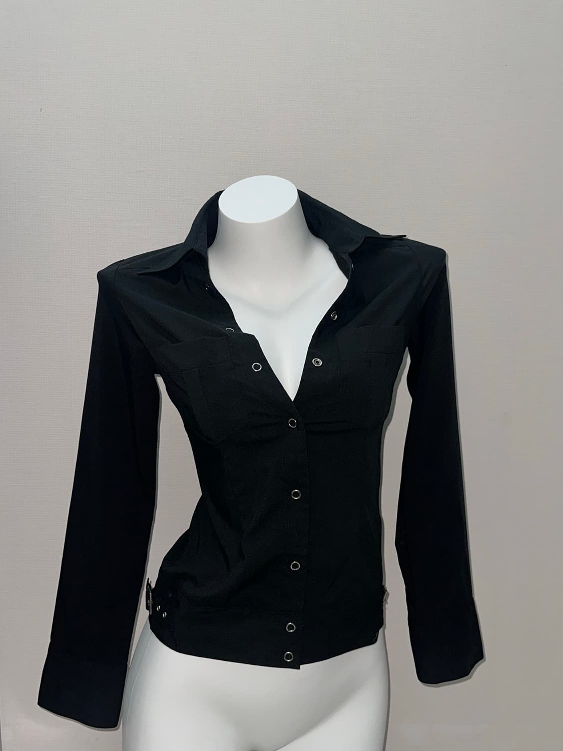 빈티지 블랙 딱붙 셔츠 상품이미지7