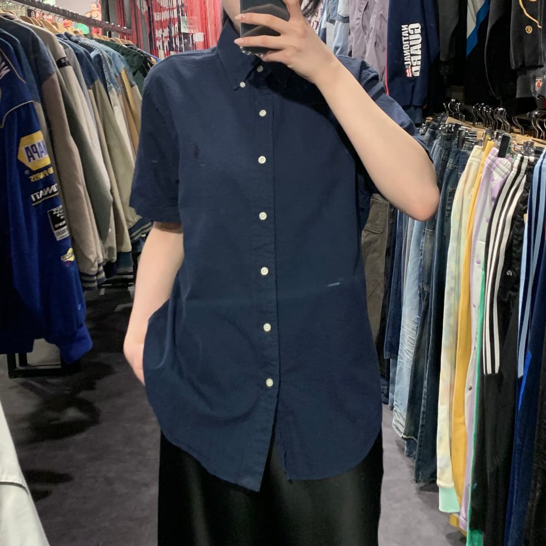 [IM] 폴로 랄프로렌 시어서커 반팔 셔츠 네이비 상품이미지1