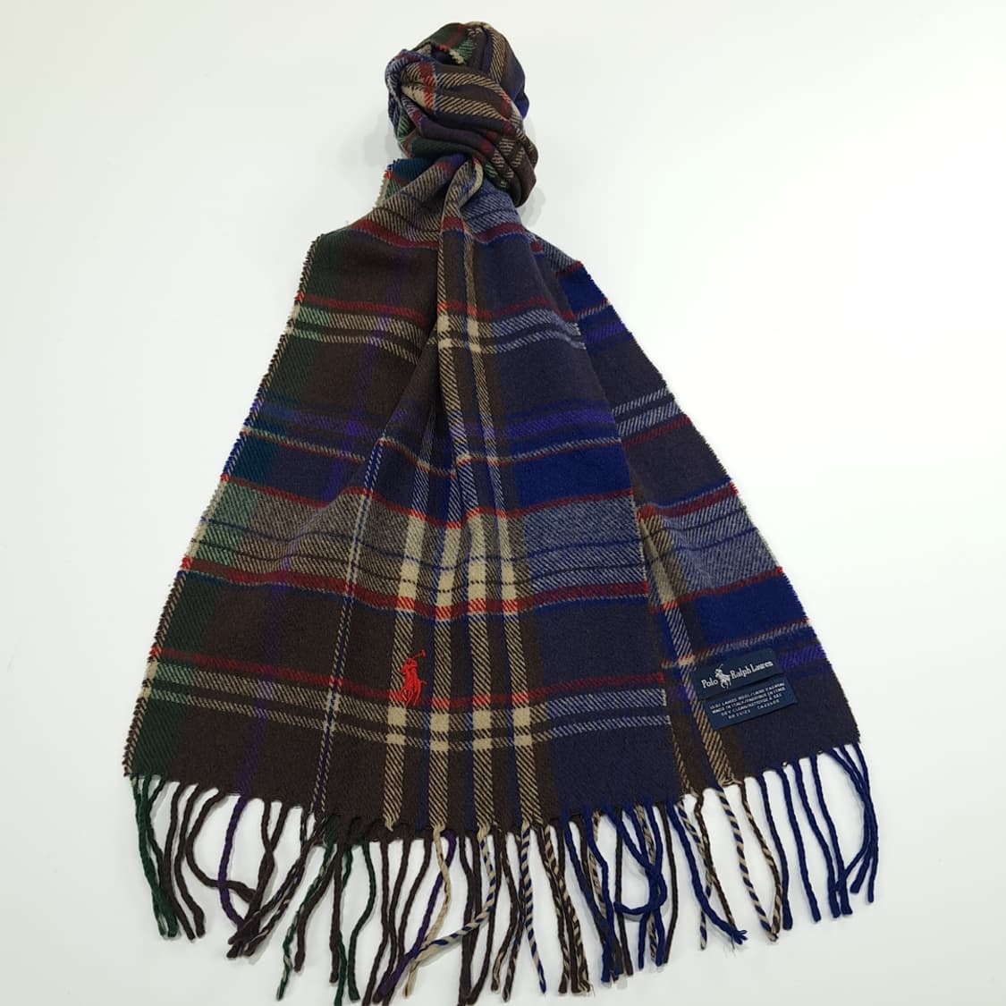 MX321 폴로 랄프로렌 네이비잉크 타탄체크 램스울 목도리 머플러 상품이미지3