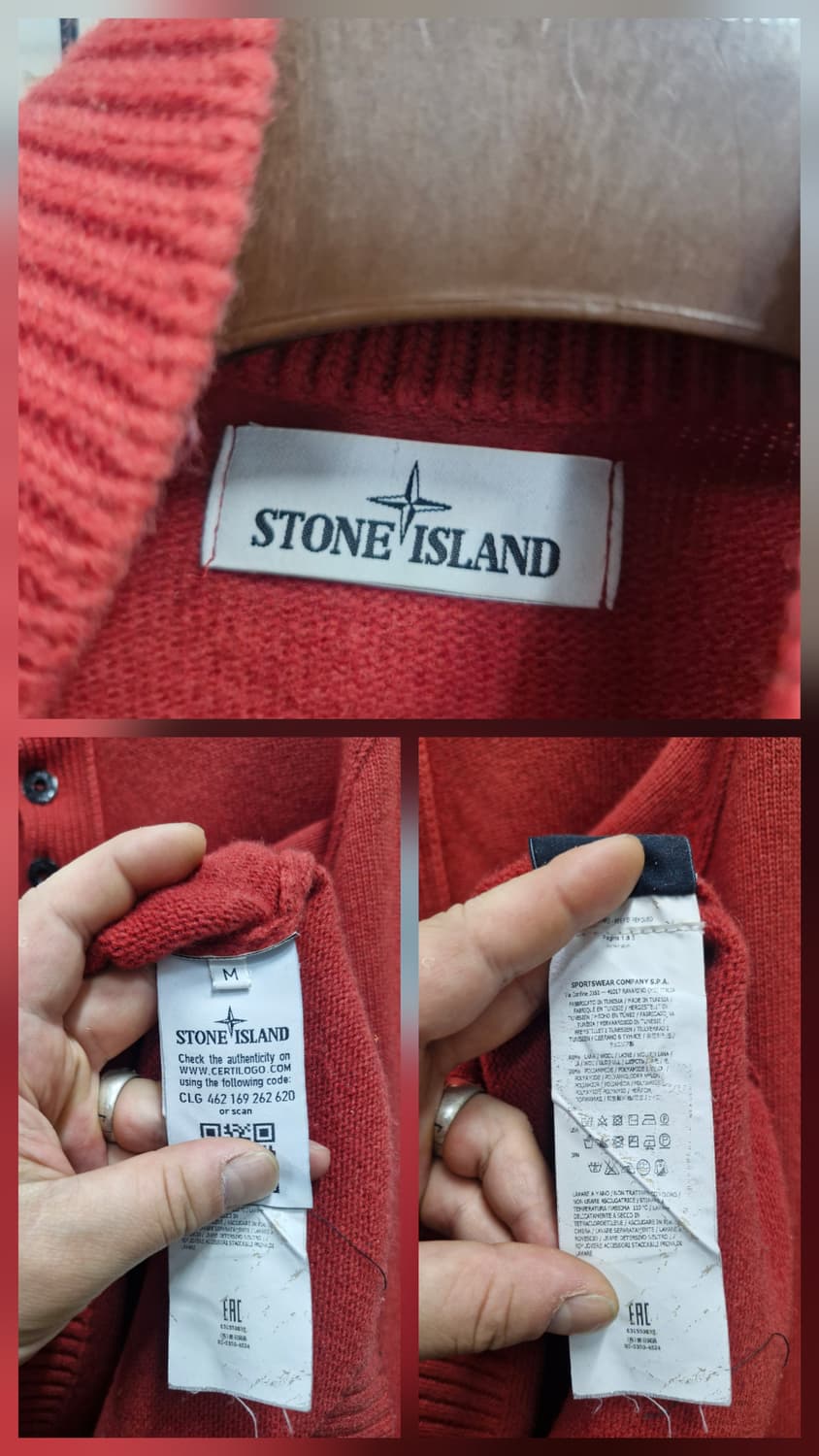 95M 스톤아일랜드 하이넥 반집업 버튼 울 니트. 상품이미지10