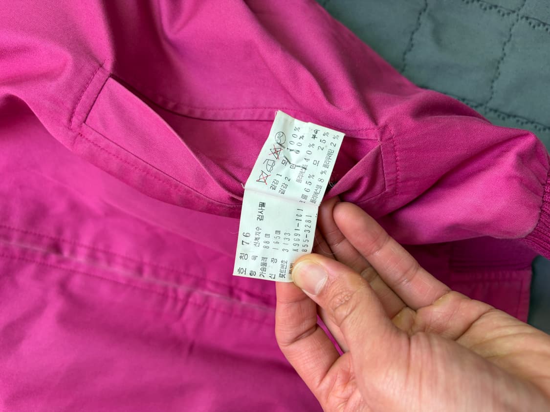 [M] 라코스테 리버서블 체크 블루종 자켓 핑크 상품이미지3