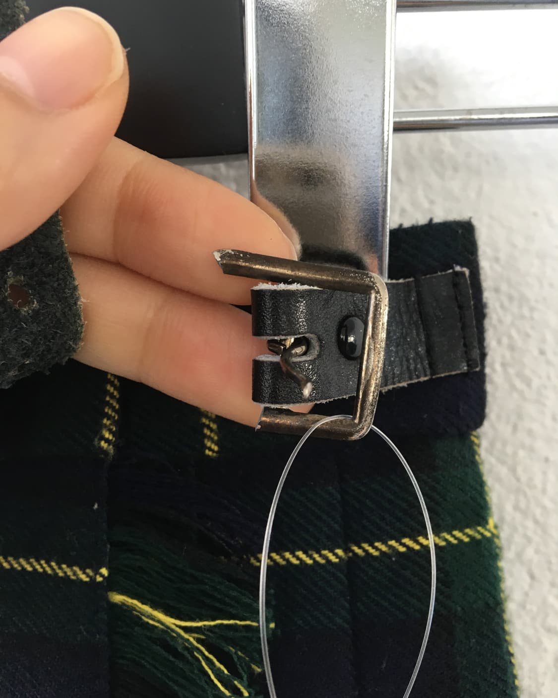 Belted wrap woolen check pattern skirt 상품이미지9