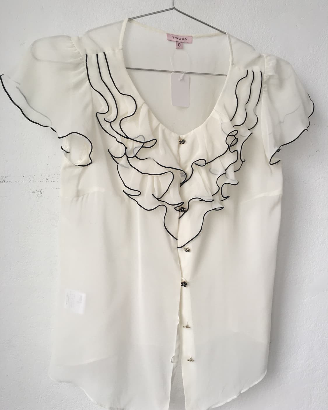 Ruffle point see through blouse 상품이미지3