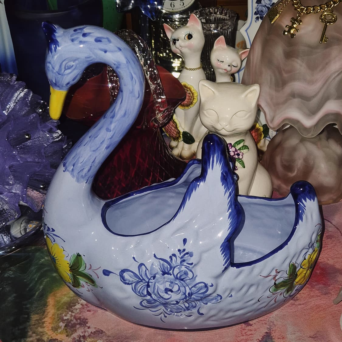 90s 포르투갈 핸드메이드 플로랄 대형 백조 홀더 상품이미지6