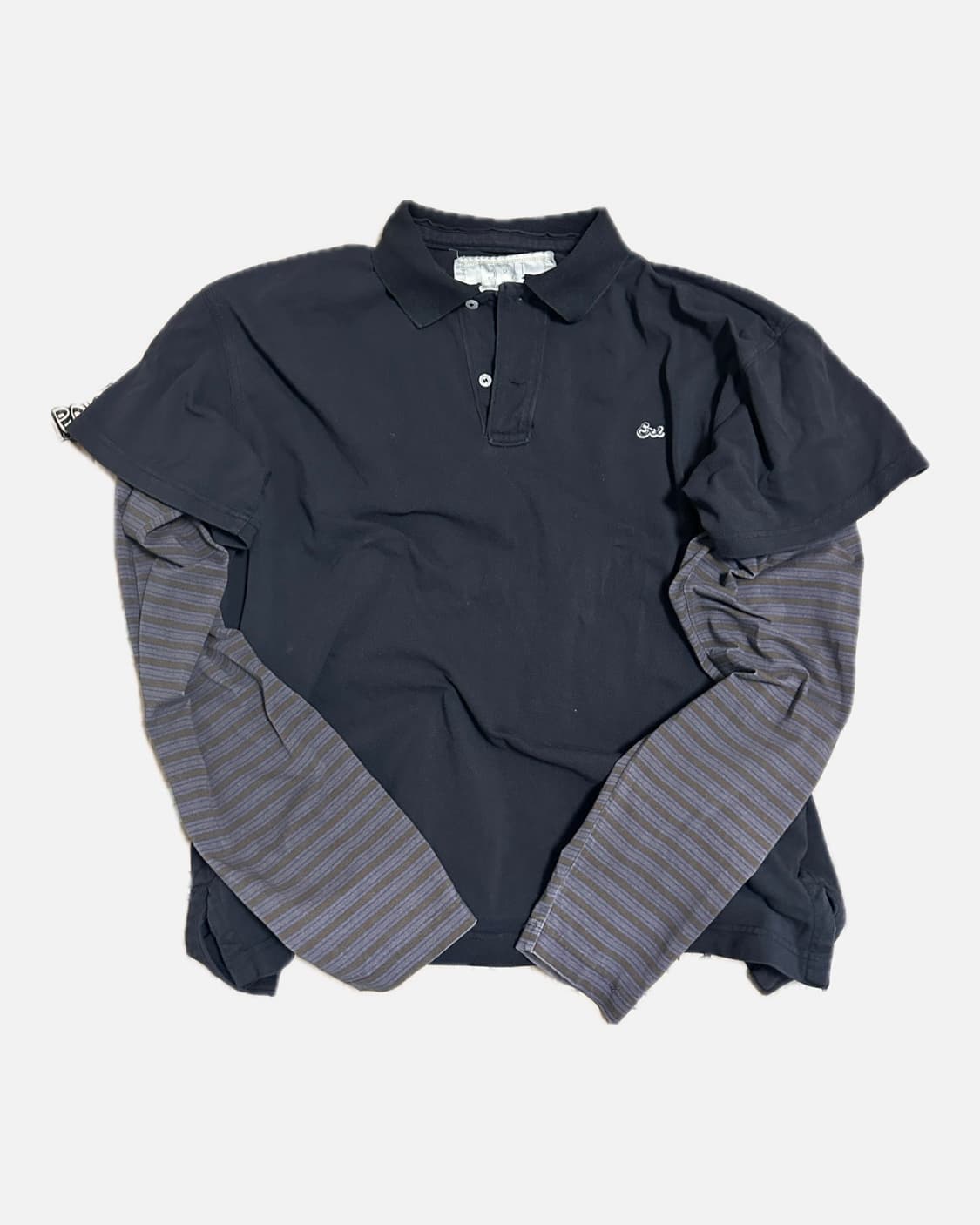 [S] ERL 이알엘 더블 슬리브 폴로 티셔츠 블랙 상품이미지1