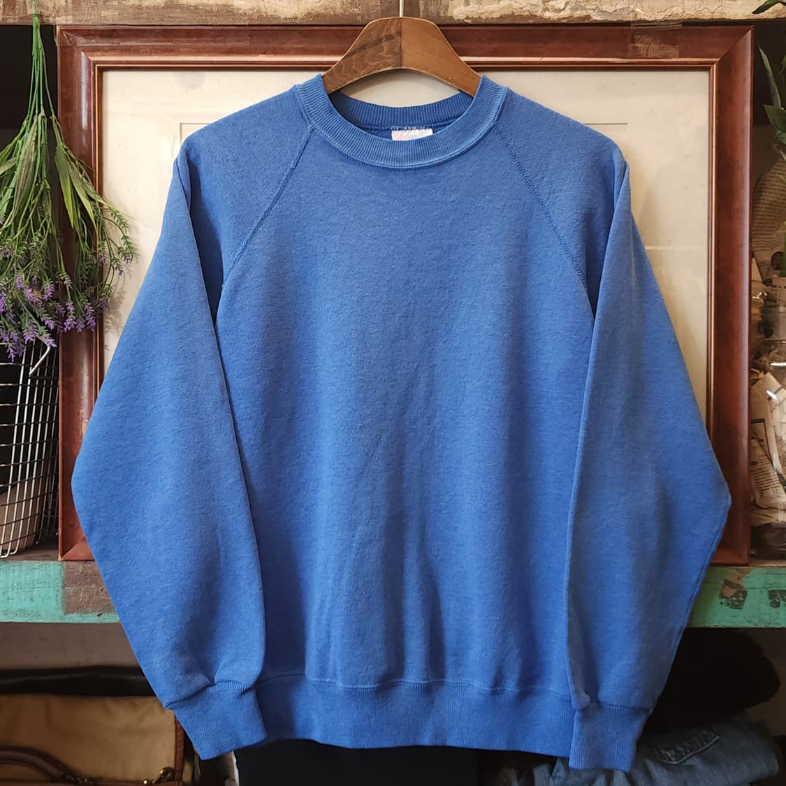 90s 헤인즈 빈티지 스웻셔츠 플레인 스웻셔츠 파스텔 블루 페이딩 L 상품이미지1