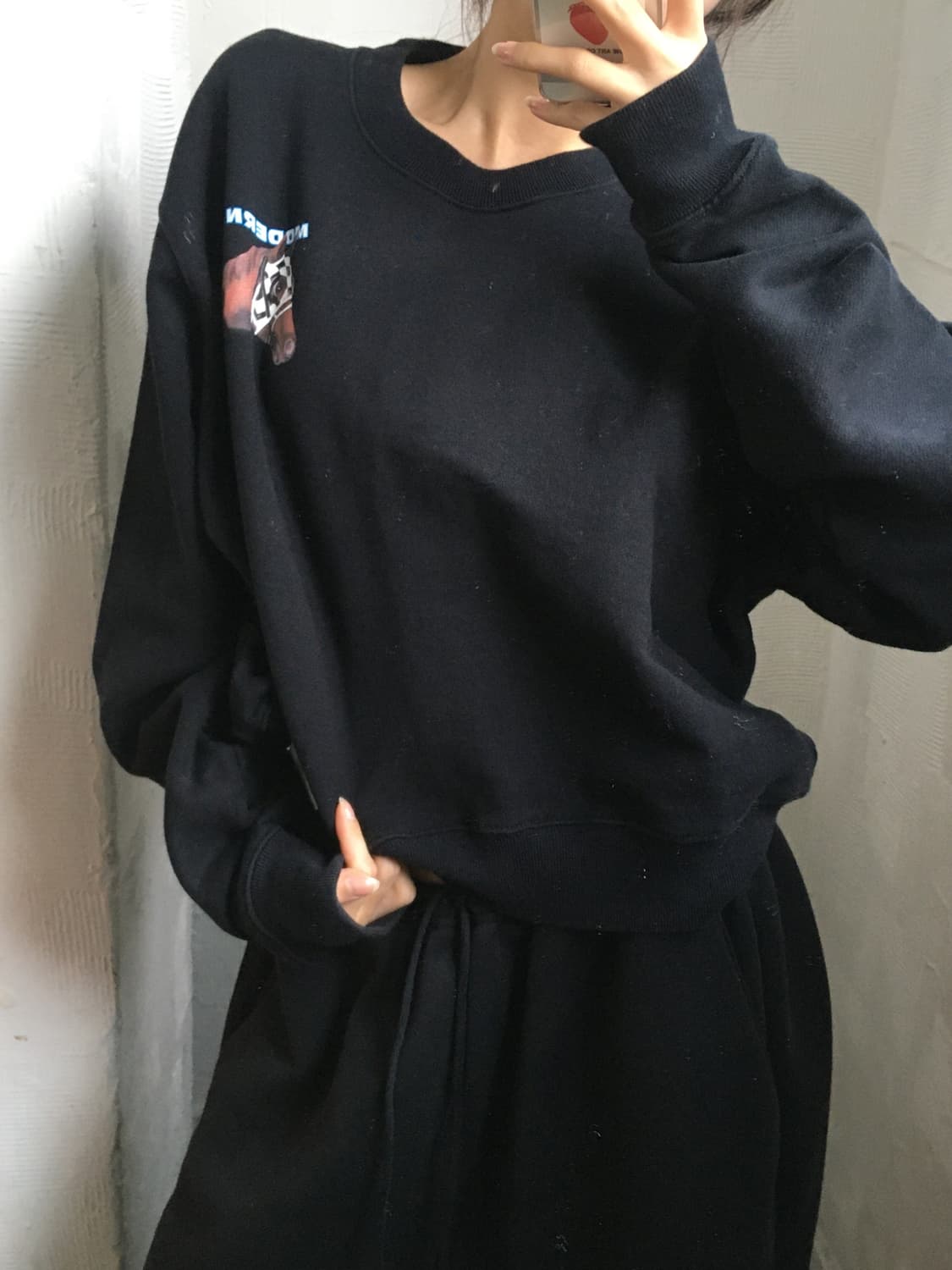 Off White 오프화이트 블랙 레이싱 크롭 맨투맨 상품이미지3