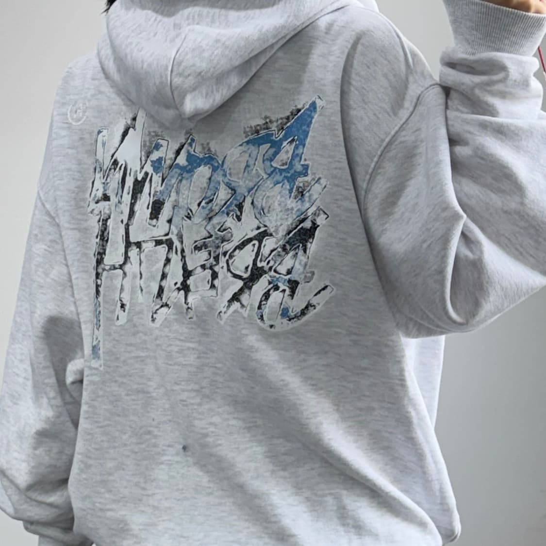 Brown Breath 브라운브레스 백 로고 멜란지 후드티 상품이미지1