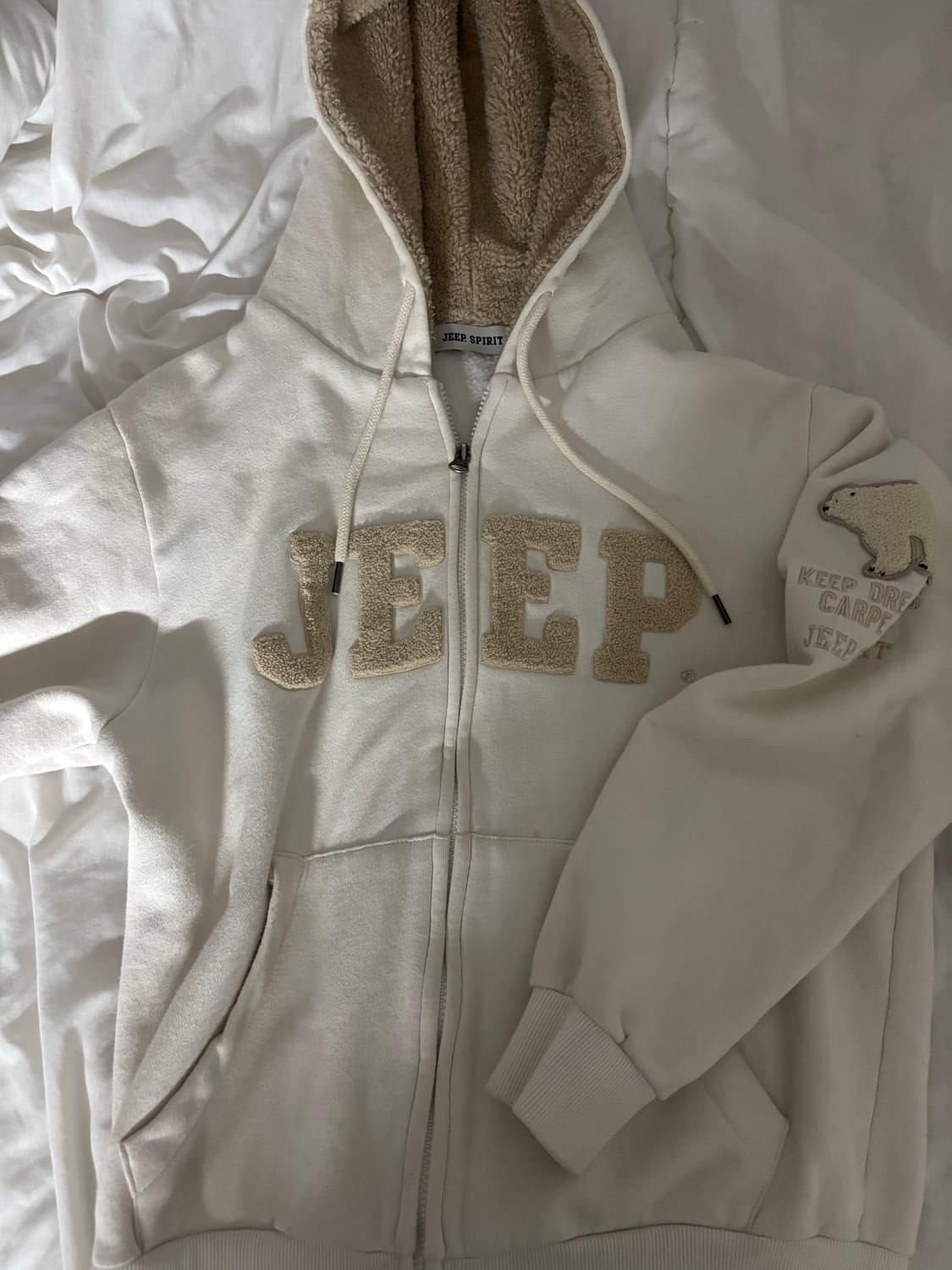 지프 폴라베어 와펜 후드집업 아이보리 m 상품이미지2