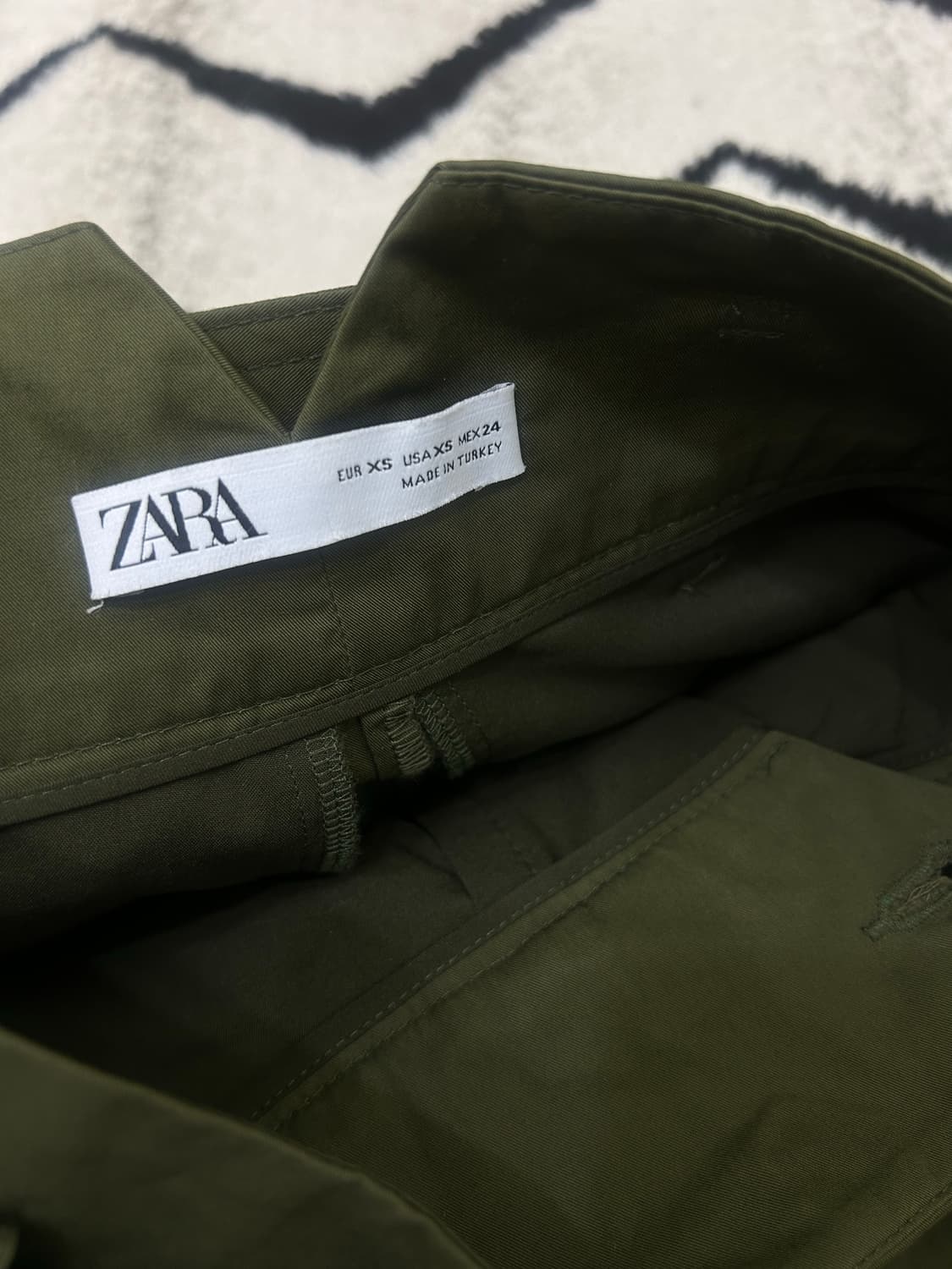 [한국S]ZARA 하이웨스트 벨트 와이드 슬랙스/카키 상품이미지3