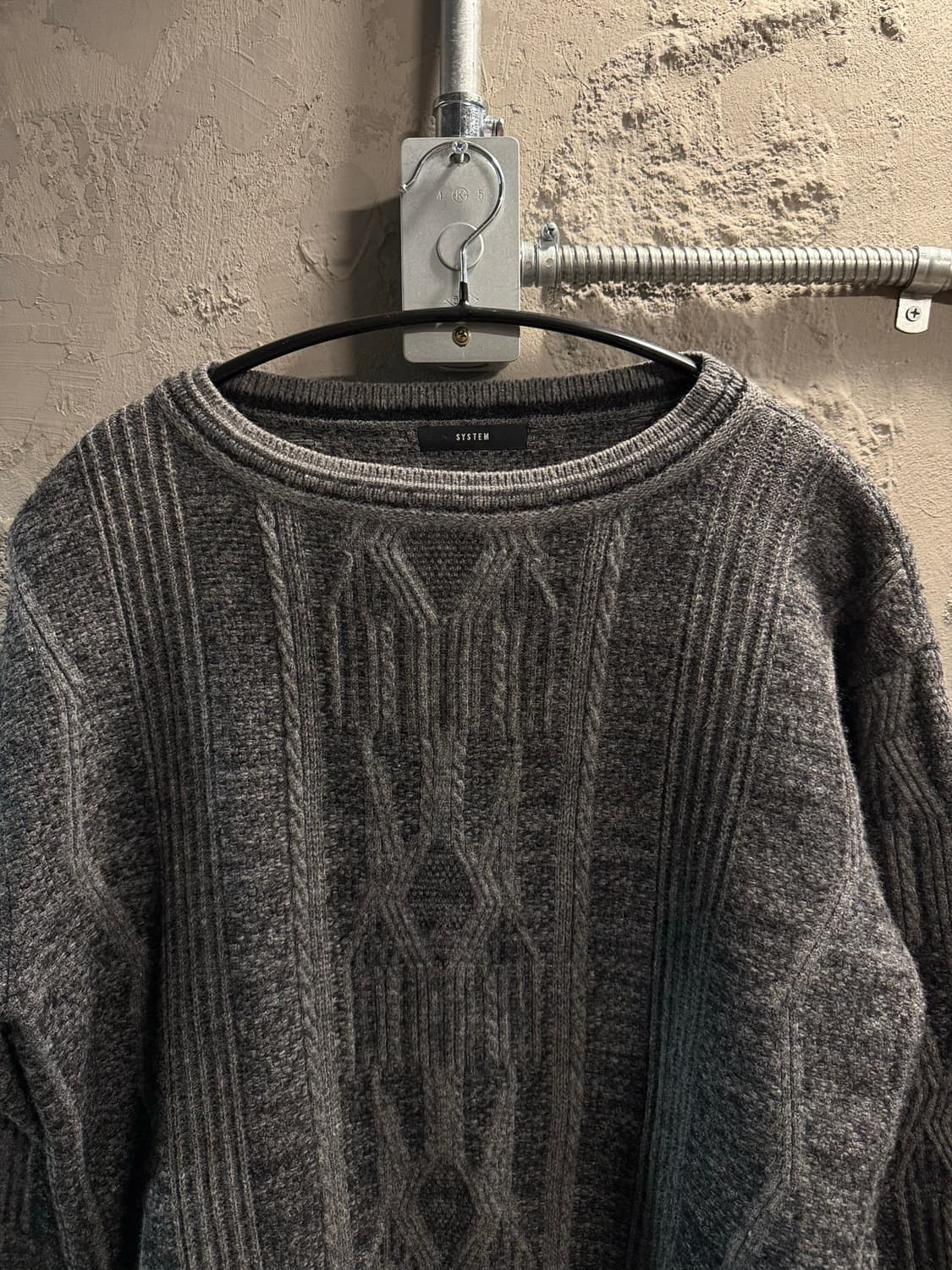 90 시스템 SYSTEM 케이블 니트 스웨터 그레이 상품이미지5