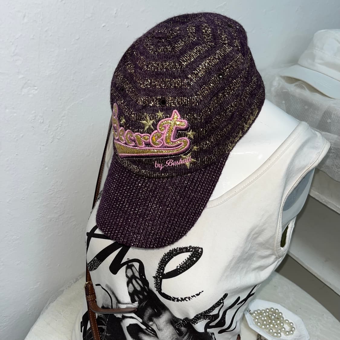 빈티지 스트라이프 글리터 볼캡 상품이미지1