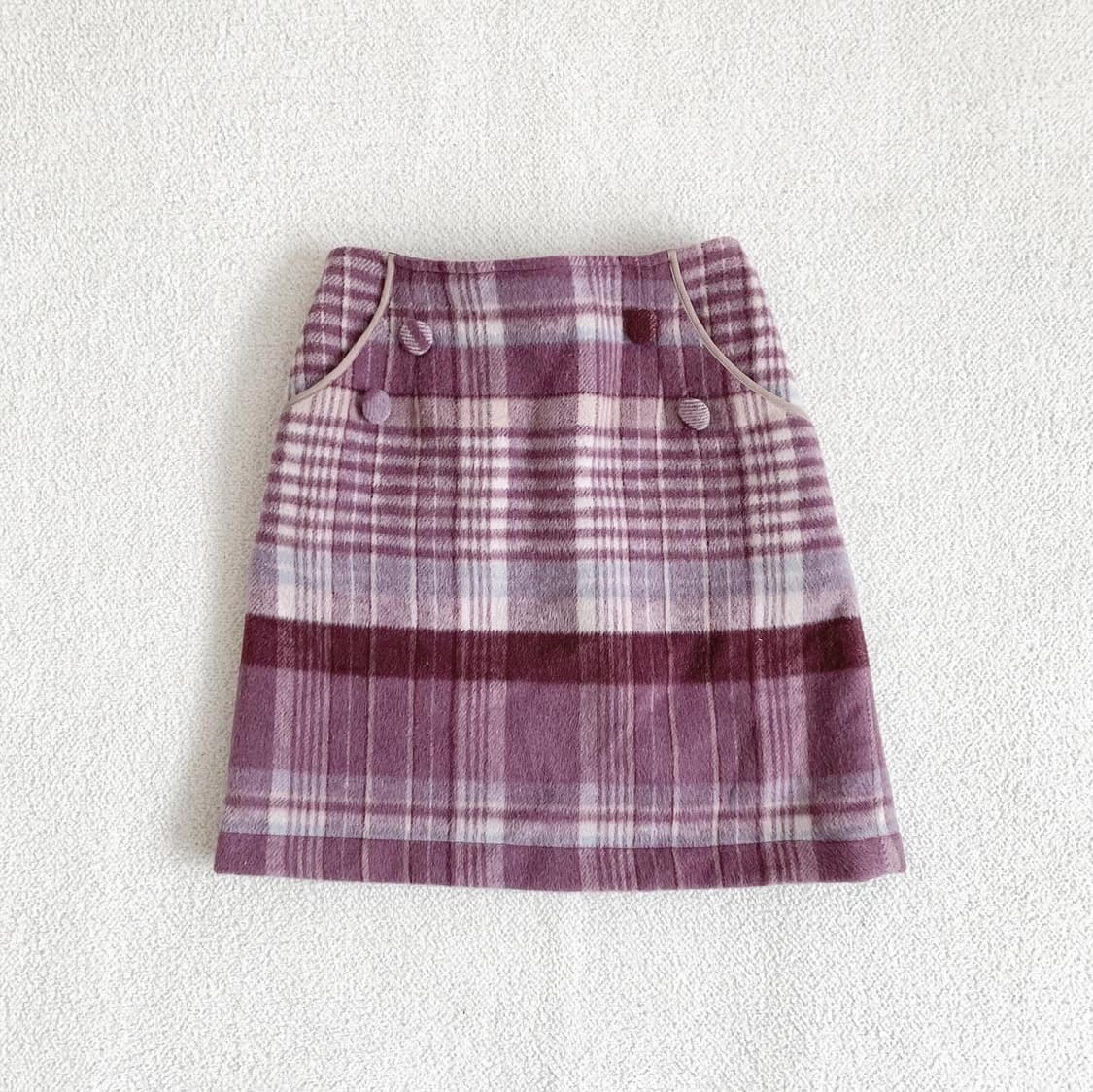 포도맛 체크 울 스커트 상품이미지1