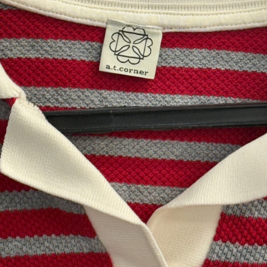 a.t.corner 엣코너 스트라이프 크롭 카라 니트 (M) 상품이미지2