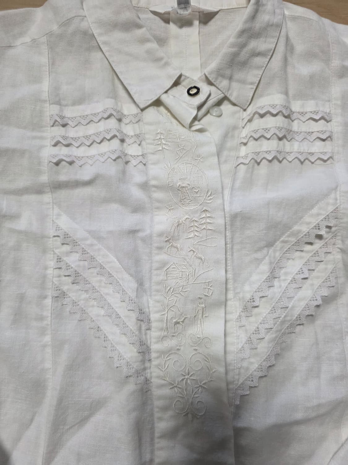 빈티지 자수 블라우스 화이트 레이스  셔츠 상품이미지2