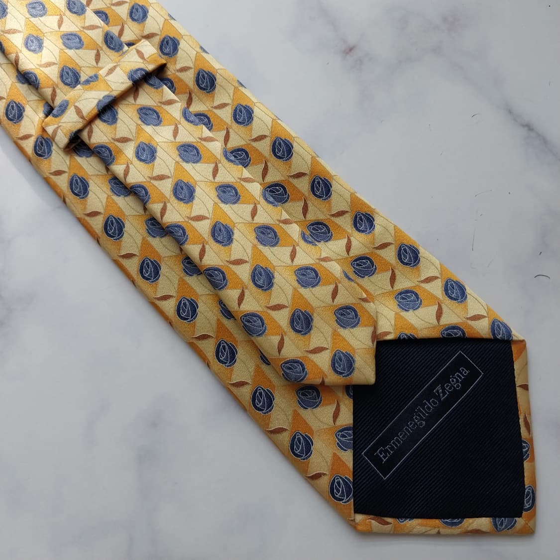에르메네질도 제냐 실크 옐로우 넥타이 9.3cm A+등급 K1270
 상품이미지9