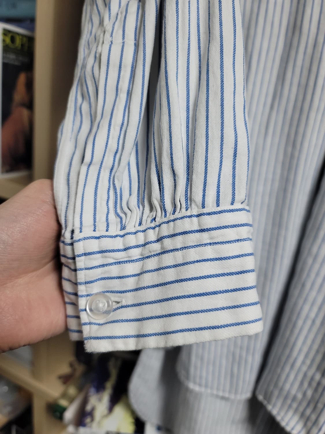 50~60년대 프렌치 그랜파 워크 셔츠 밴드카라 상품이미지5