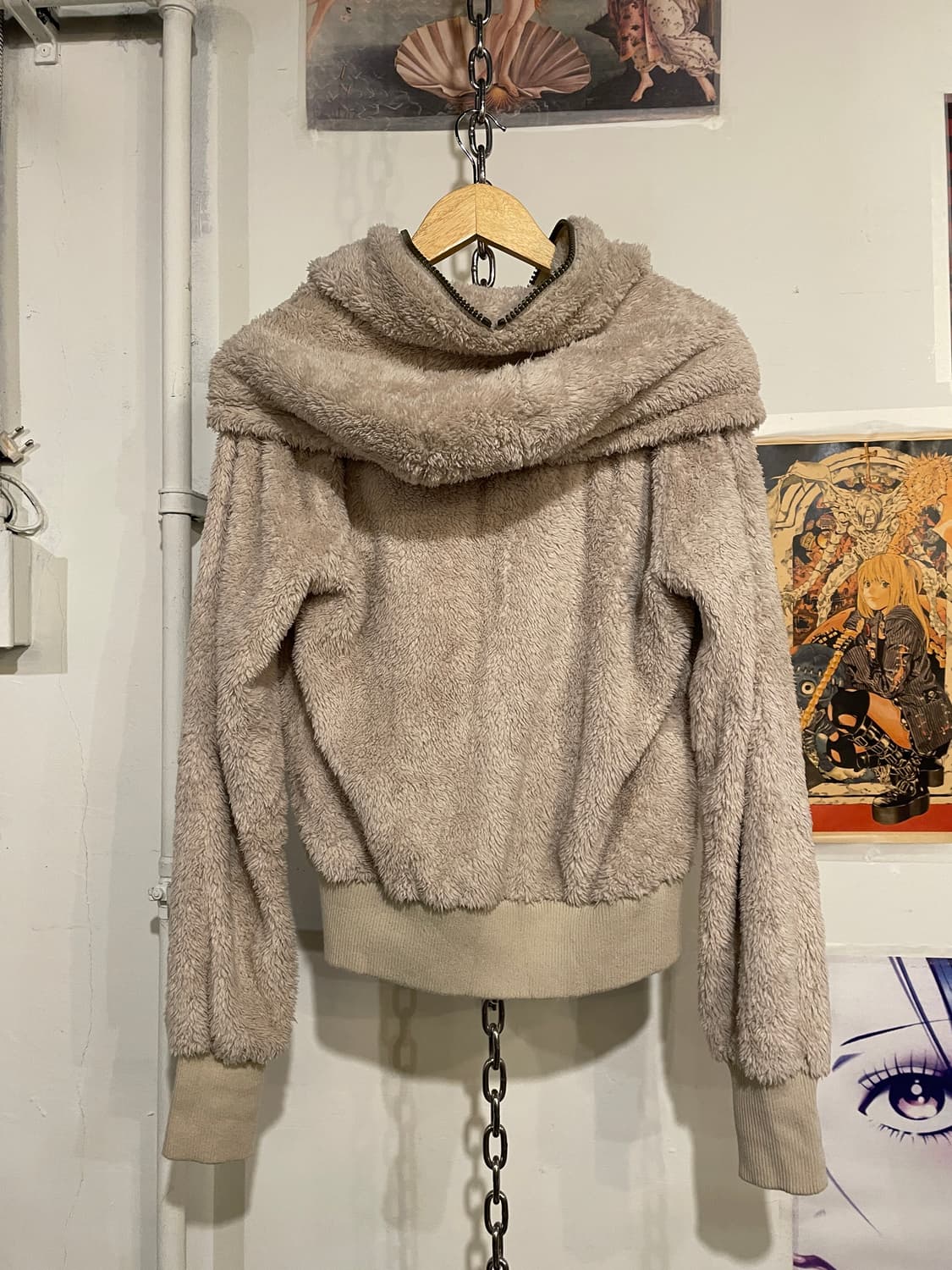 음각 버튼 베이지 플리스 집업 y2k 모리 상품이미지6