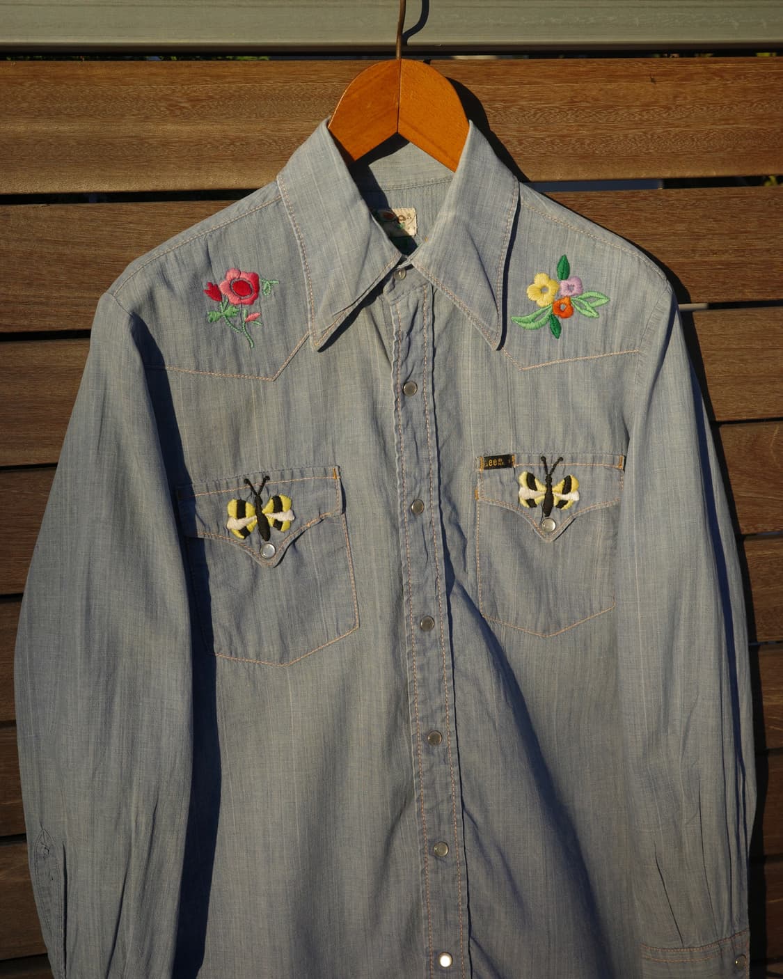 70‘s Lee 핸드 자수 샴브레이 셔츠 상품이미지2