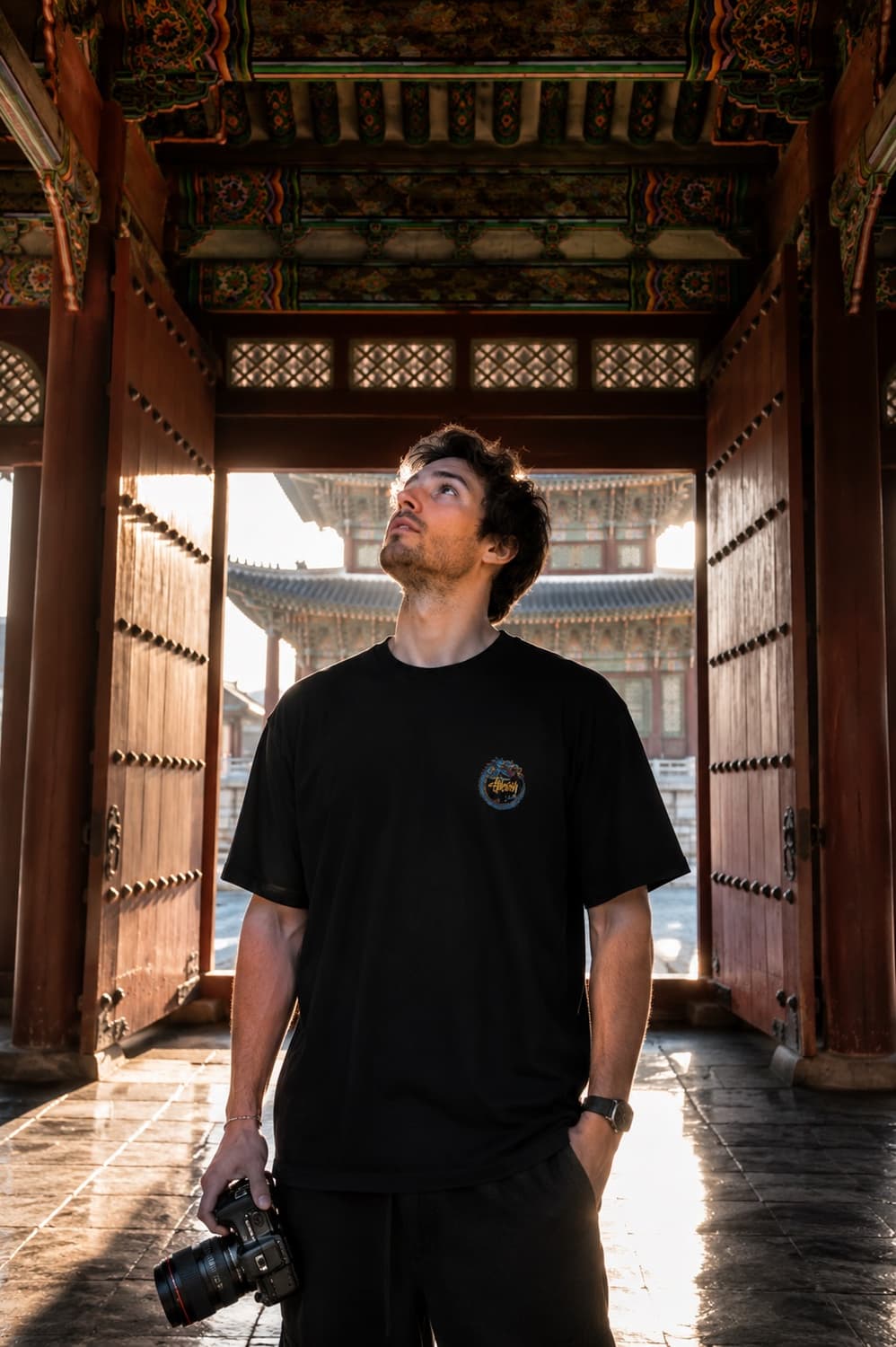 STUSSY 드래곤 서클 로고 반팔 티셔츠 (블랙) 상품이미지2